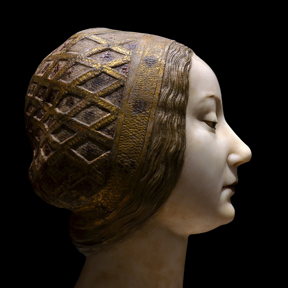 Francesco Laurana (o da Zara o da Adzara o da Atzara, 1420/1430-1500/1502), “Busto femminile” identificato con il ritratto di Eleonora o di Isabella d’Aragona o di Ippolita Maria Sforza), prima metà degli Anni Settanta del XV secolo (particolare). Vienna (Austria), Kunsthistorisches Museum