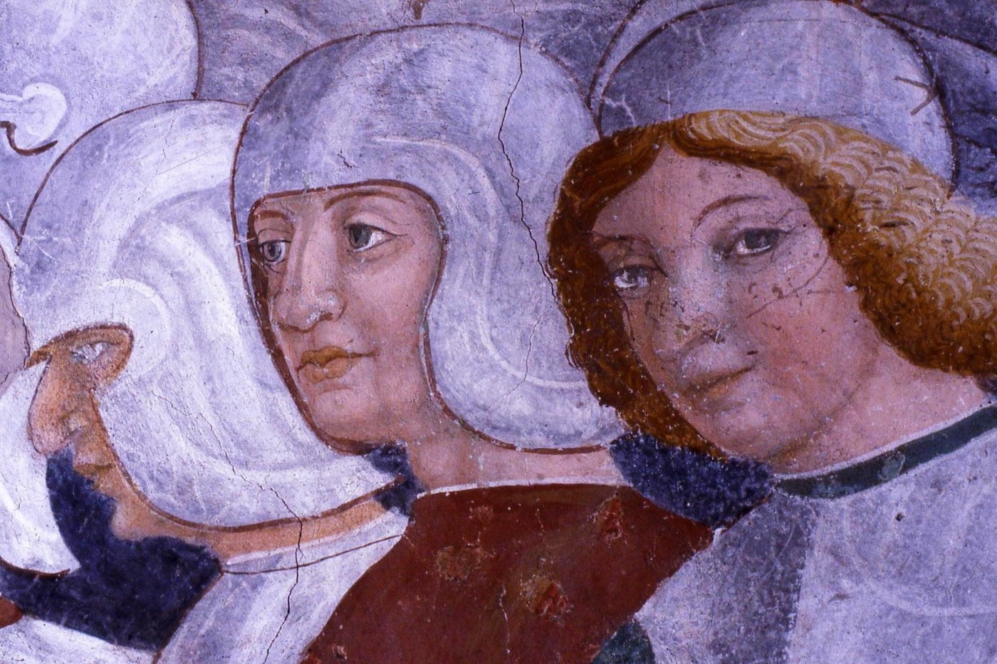 Giovanni Pietro da Cemmo (ante 1474-post 1504), “Crocifissione”, 1483-1486, affresco (particolare). Bagolino (Brescia, Lombardia – Valle Sabbia, Italia), Chiesa di San Rocco