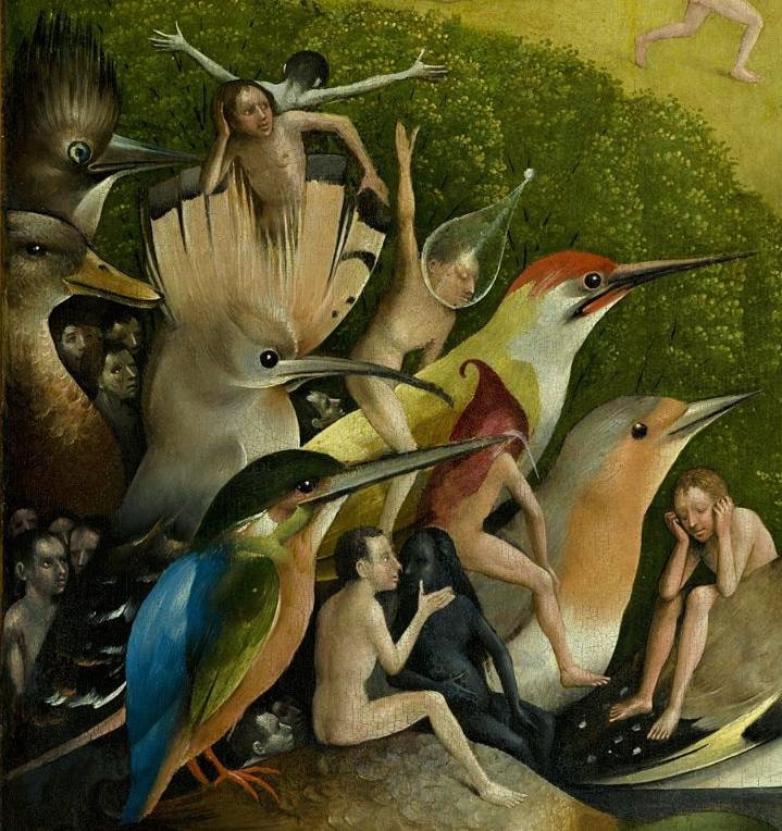 Hieronymus Bosch (Jeroen Anthoniszoon van Aken, 1453-1516), “Trittico del Giardino delle delizie” (o “Il Millennio”), 1480/1490, olio su tavola (particolare del pannello centrale). Madrid (Spagna), Museo Nacional del Prado