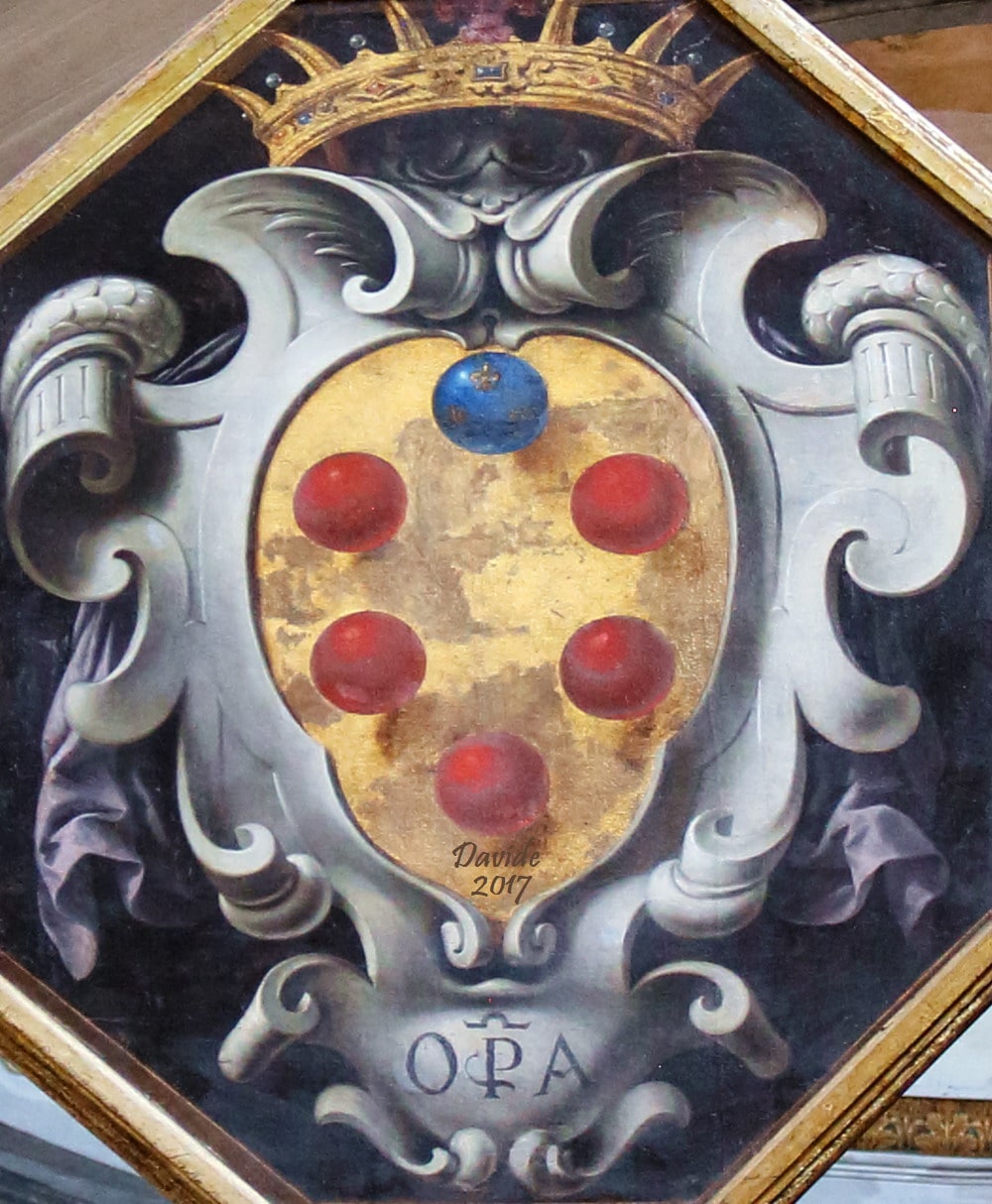 Jacopo Vignali (1592-1664), “Stemma mediceo”, olio su tela, 1652 (particolare). Pietrasanta (Lucca, Toscana – Versilia, Italia), Duomo di San Martino